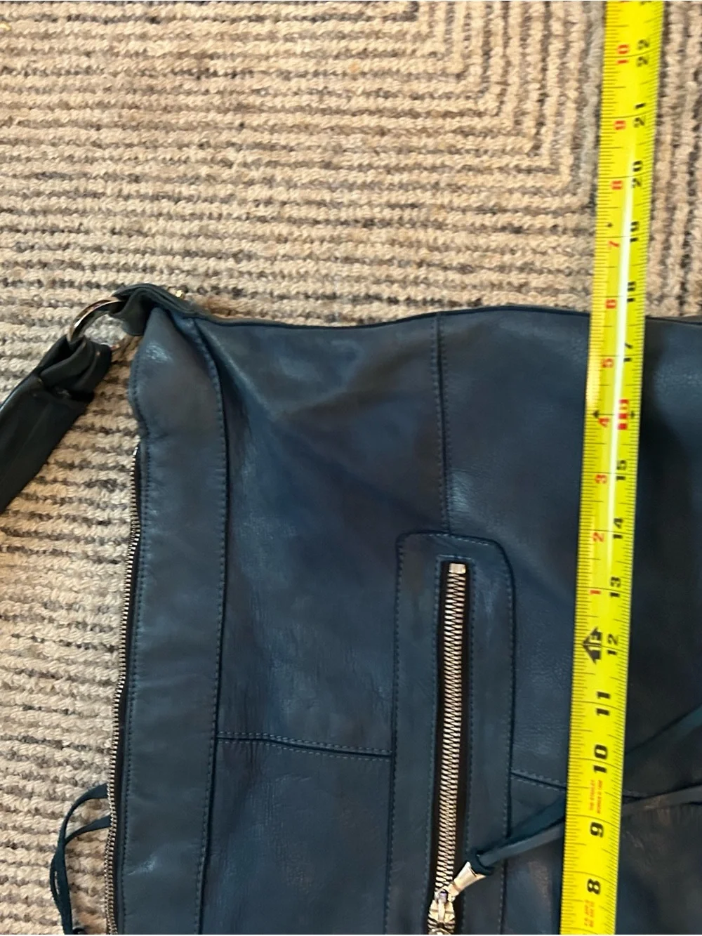 Tylie Malibu Blue Leather Hobo Bag Large Shoulder Bag Boho Slouchy